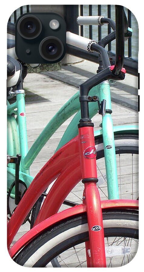 Colorful Bicycles on a Boardwalk - Phone Case