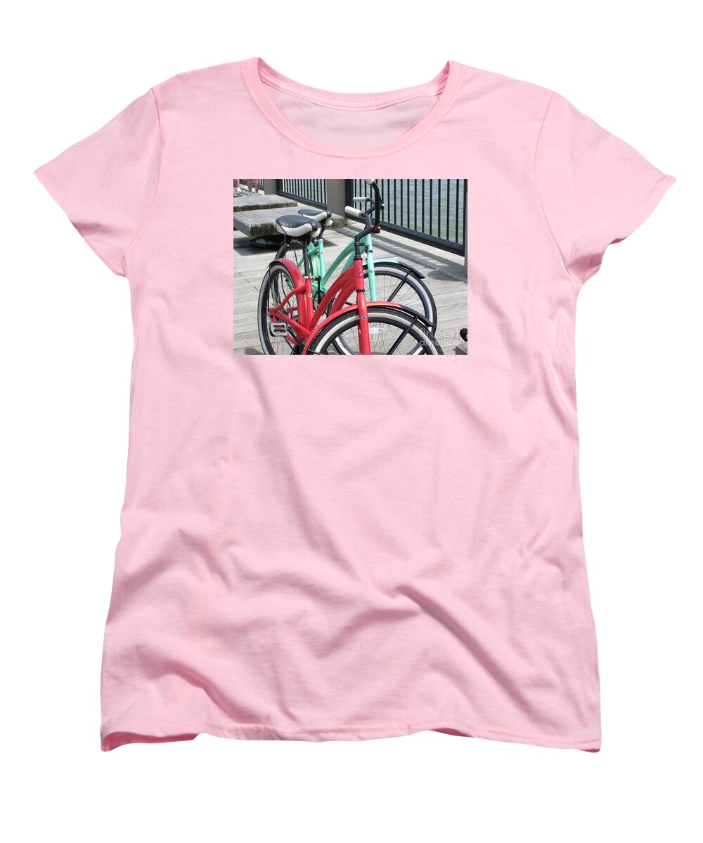 Colorful Bicycles on a Boardwalk - Women's T-Shirt (Standard Fit)