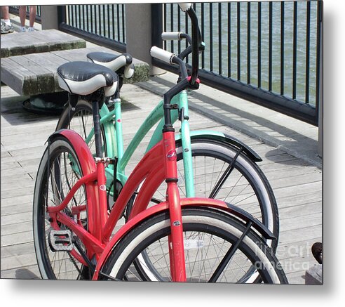 Colorful Bicycles on a Boardwalk - Metal Print