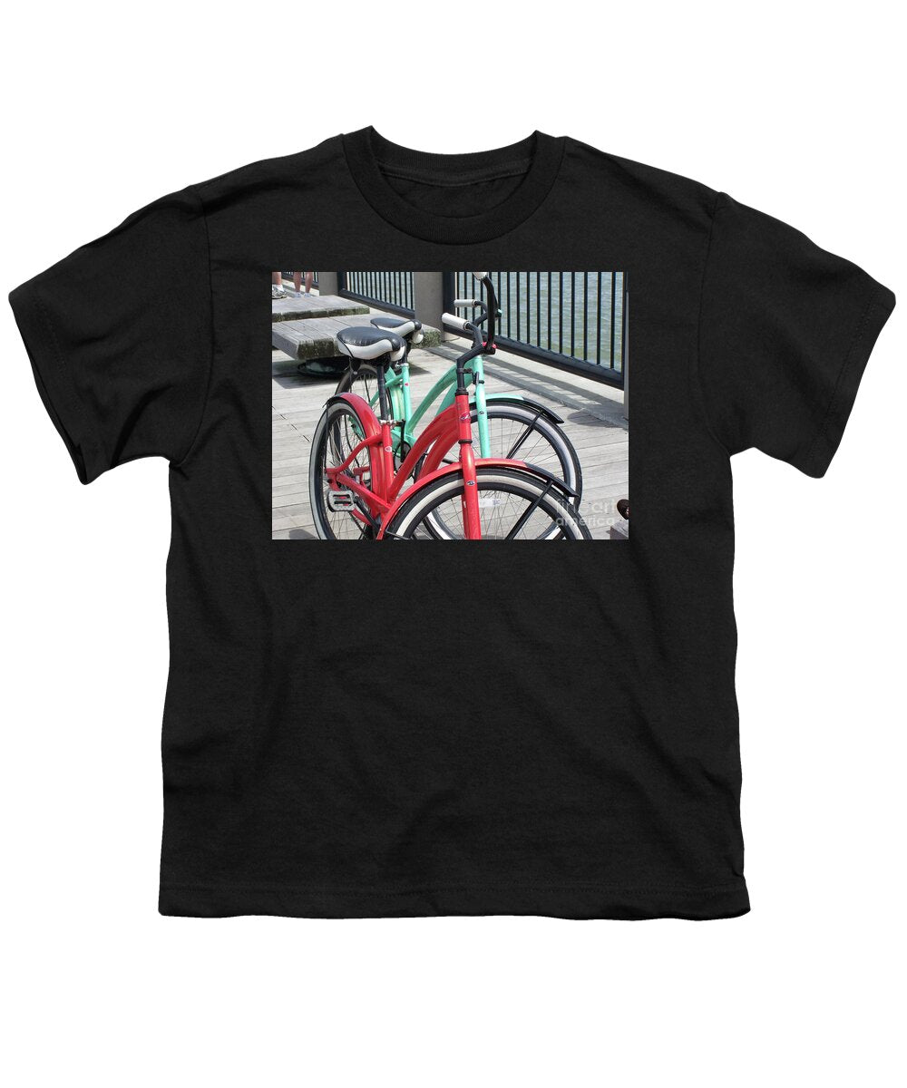Colorful Bicycles on a Boardwalk - Youth T-Shirt