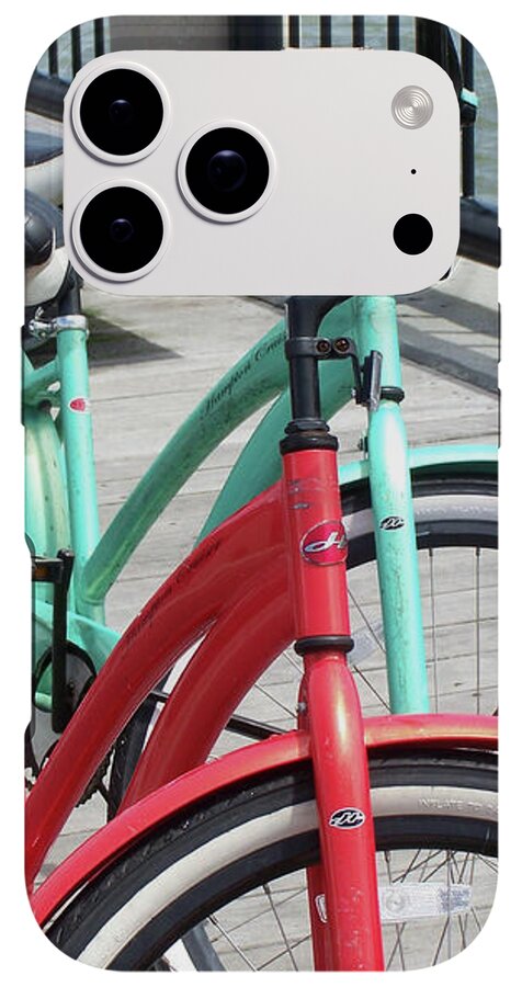 Colorful Bicycles on a Boardwalk - Phone Case