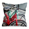 Colorful Bicycles on a Boardwalk - Throw Pillow