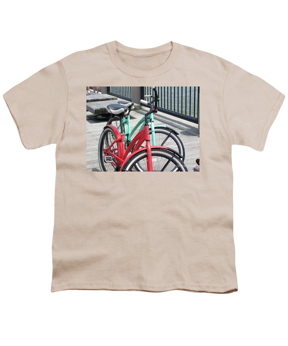 Colorful Bicycles on a Boardwalk - Youth T-Shirt