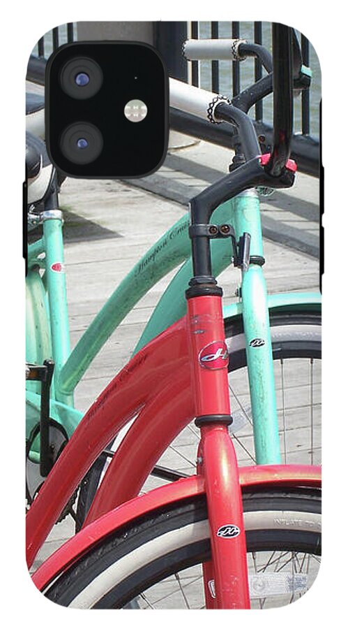Colorful Bicycles on a Boardwalk - Phone Case