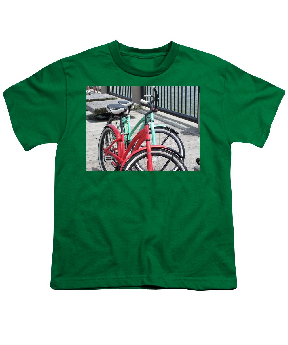 Colorful Bicycles on a Boardwalk - Youth T-Shirt