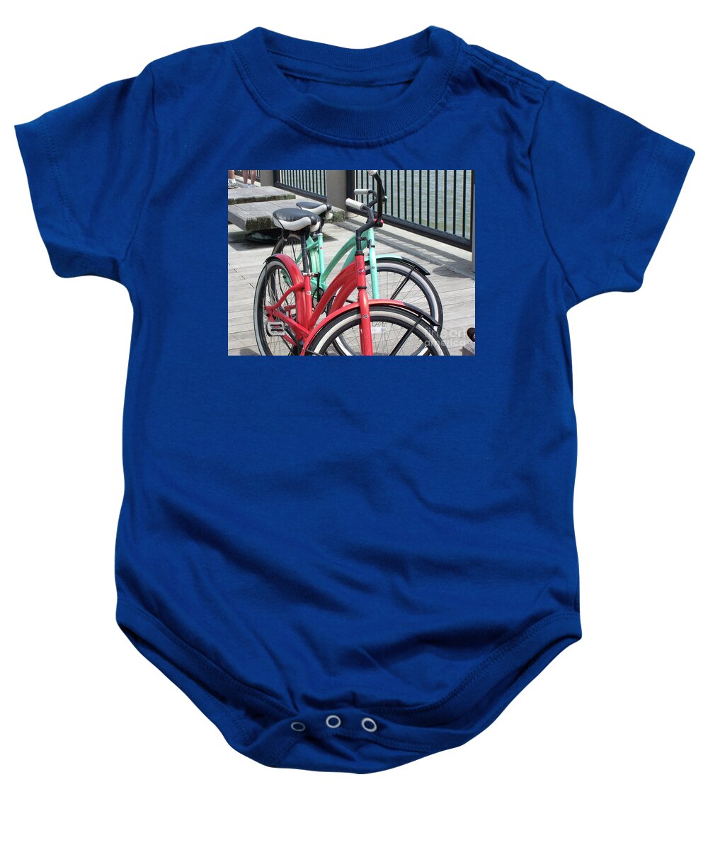 Colorful Bicycles on a Boardwalk - Baby One-Piece