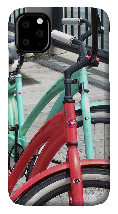 Colorful Bicycles on a Boardwalk - Phone Case