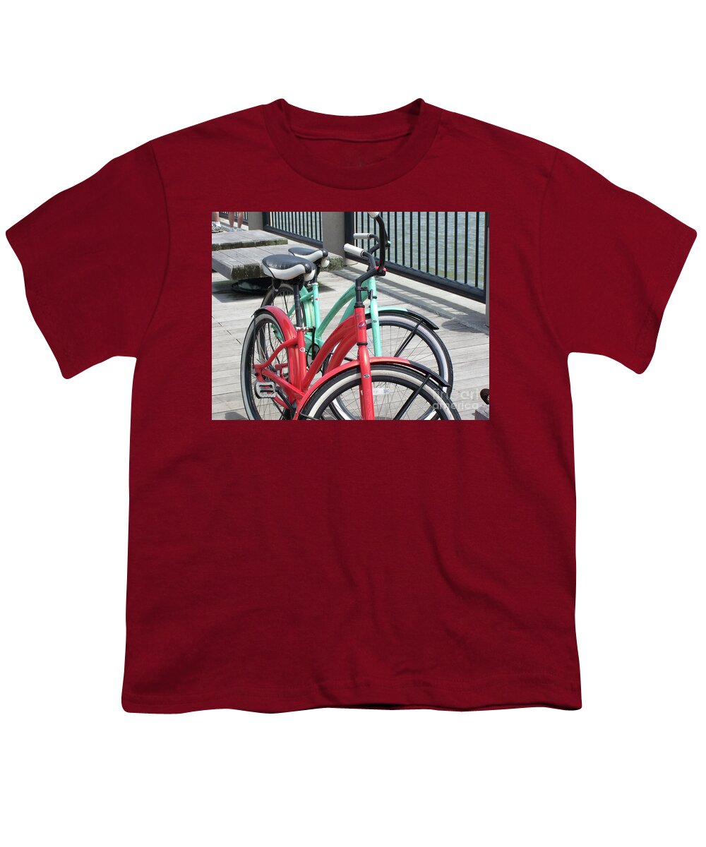 Colorful Bicycles on a Boardwalk - Youth T-Shirt