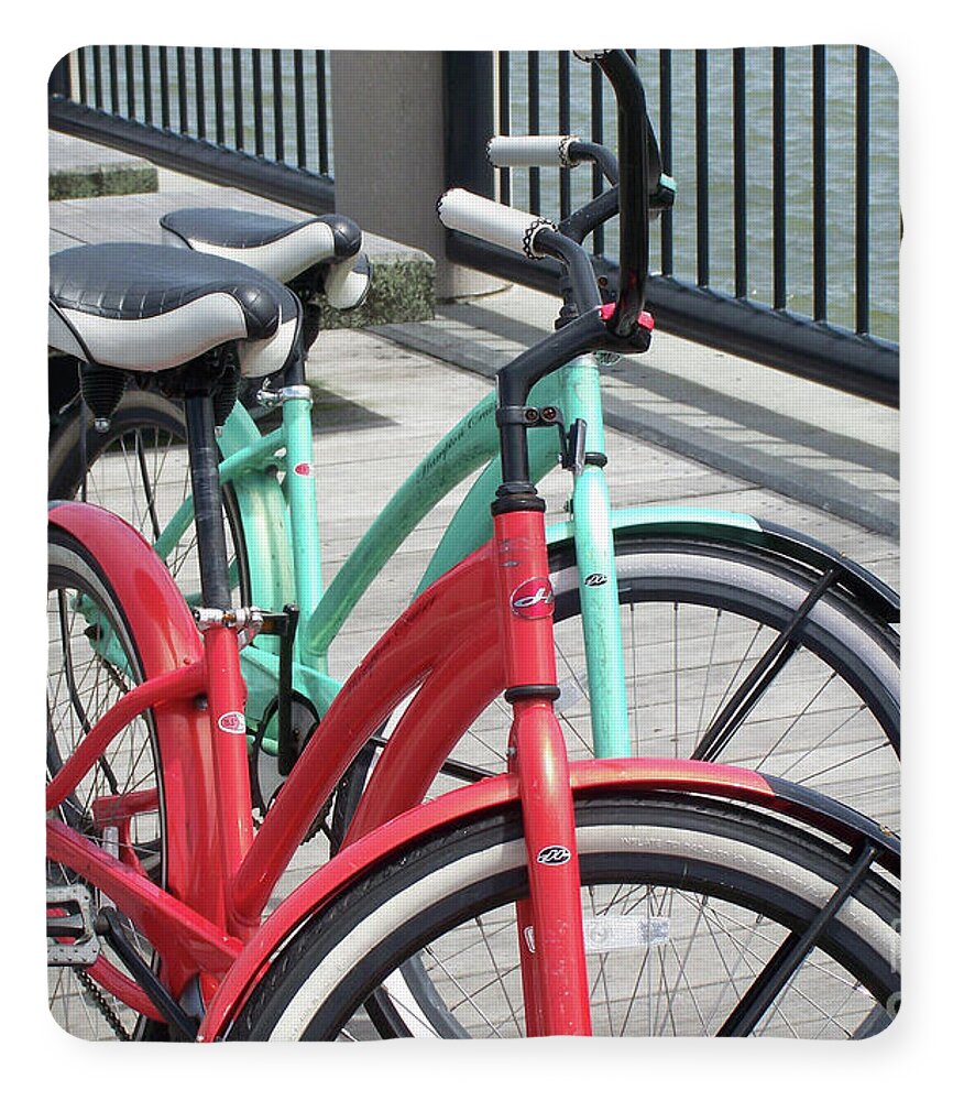 Colorful Bicycles on a Boardwalk - Blanket