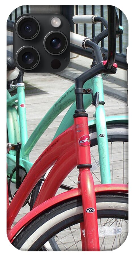 Colorful Bicycles on a Boardwalk - Phone Case