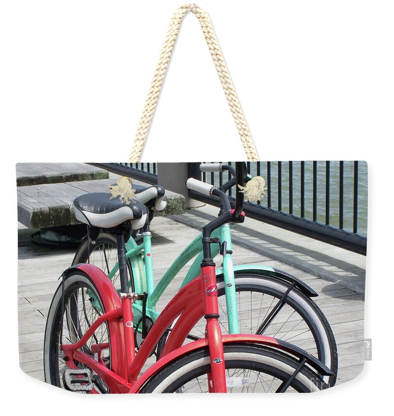 Colorful Bicycles on a Boardwalk - Weekender Tote Bag