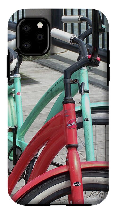 Colorful Bicycles on a Boardwalk - Phone Case