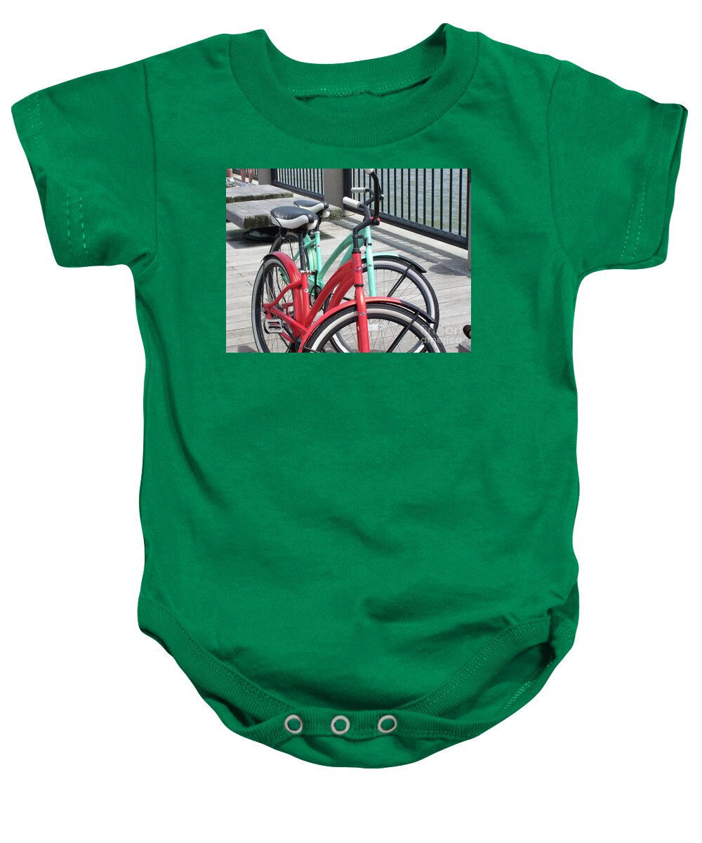 Colorful Bicycles on a Boardwalk - Baby One-Piece