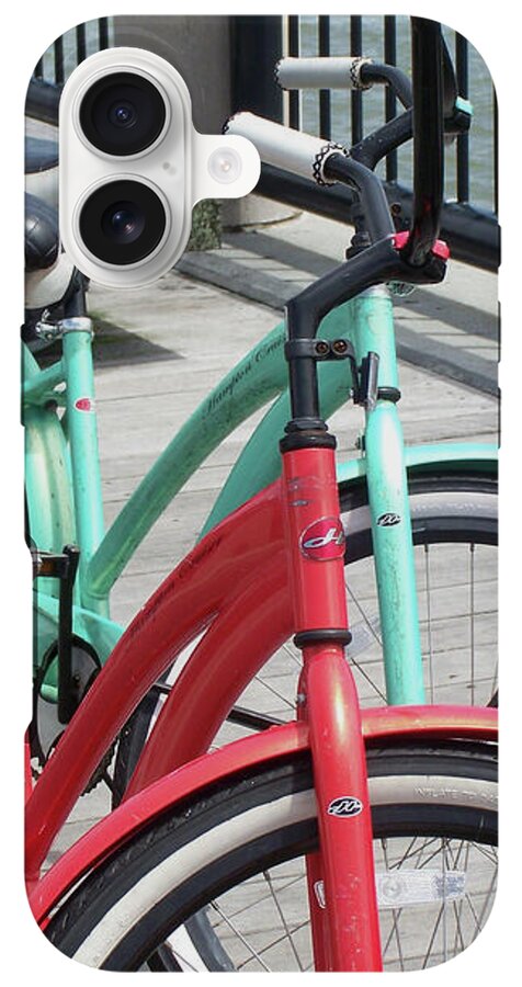 Colorful Bicycles on a Boardwalk - Phone Case