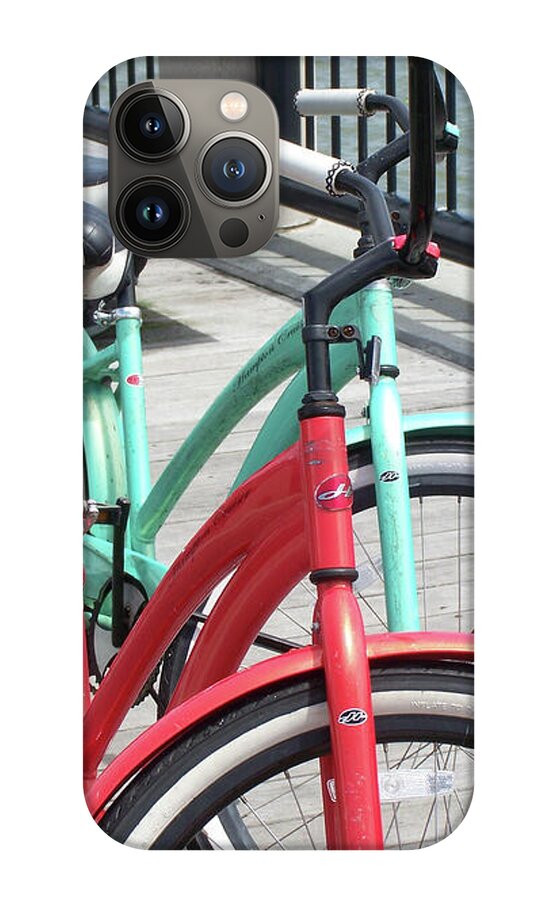 Colorful Bicycles on a Boardwalk - Phone Case