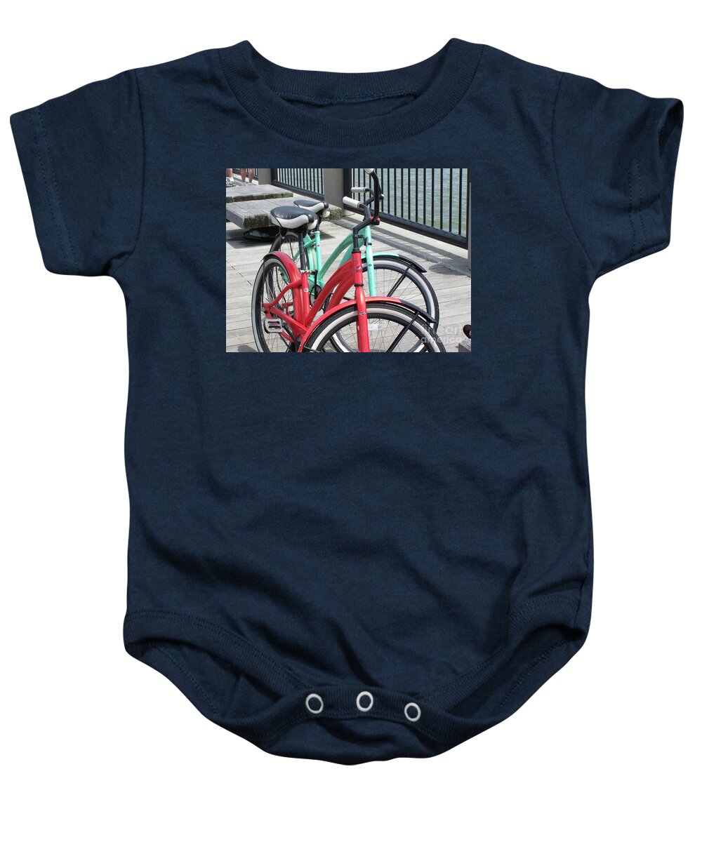 Colorful Bicycles on a Boardwalk - Baby One-Piece