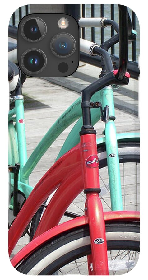 Colorful Bicycles on a Boardwalk - Phone Case