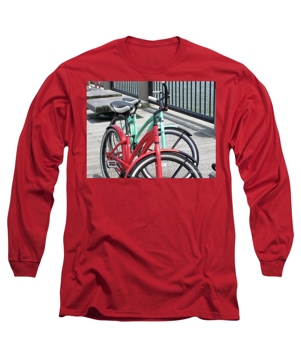 Colorful Bicycles on a Boardwalk - Long Sleeve T-Shirt