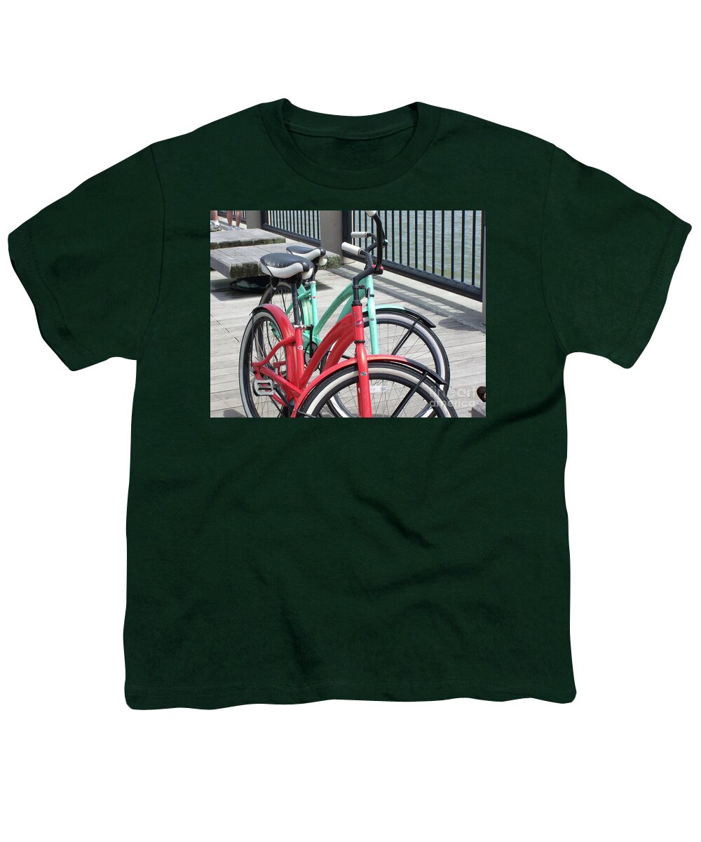 Colorful Bicycles on a Boardwalk - Youth T-Shirt