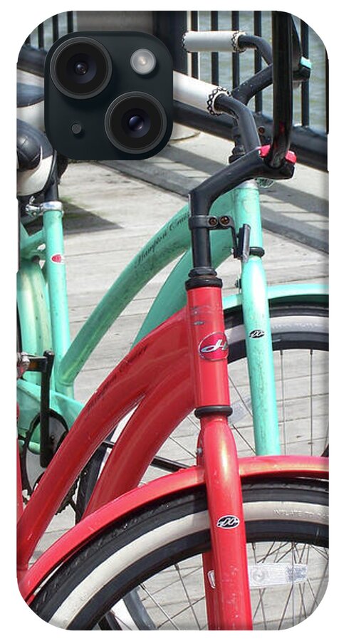 Colorful Bicycles on a Boardwalk - Phone Case