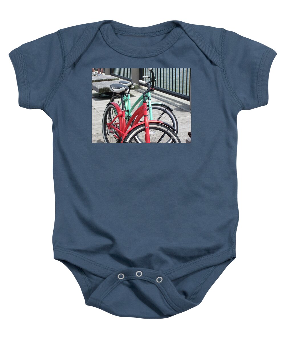Colorful Bicycles on a Boardwalk - Baby One-Piece