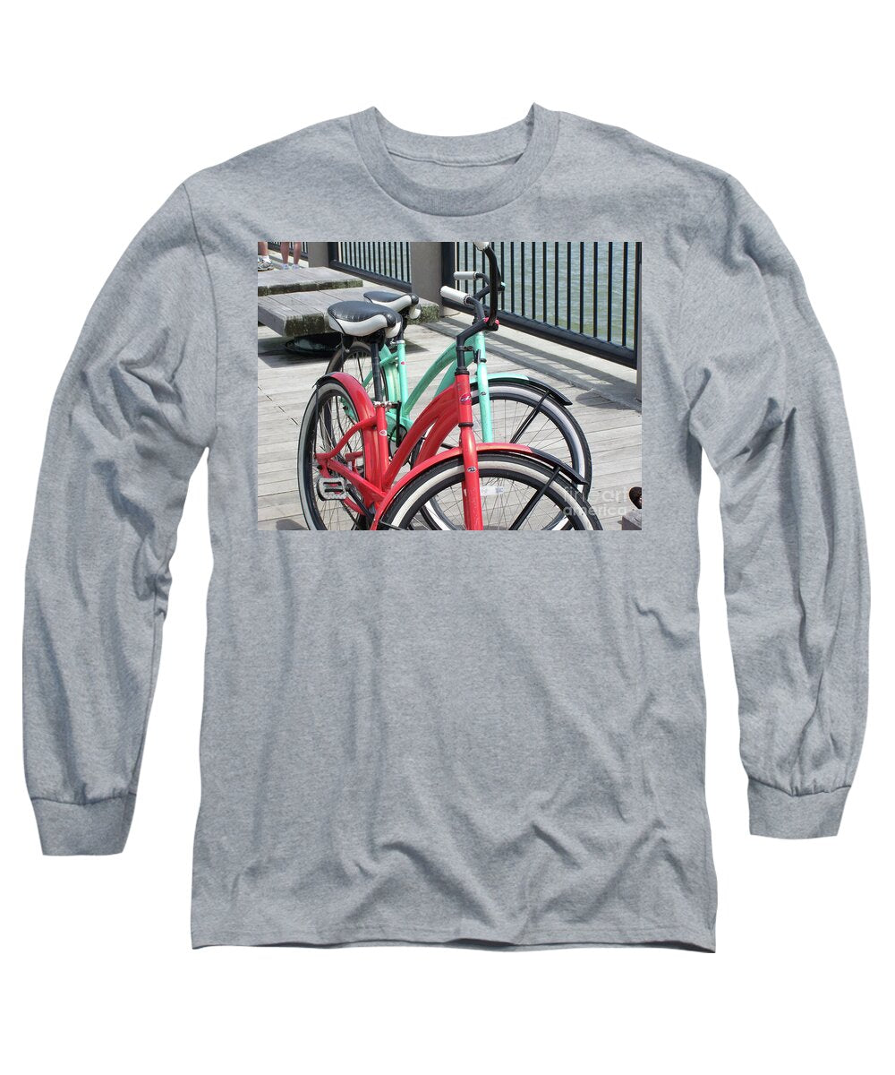 Colorful Bicycles on a Boardwalk - Long Sleeve T-Shirt