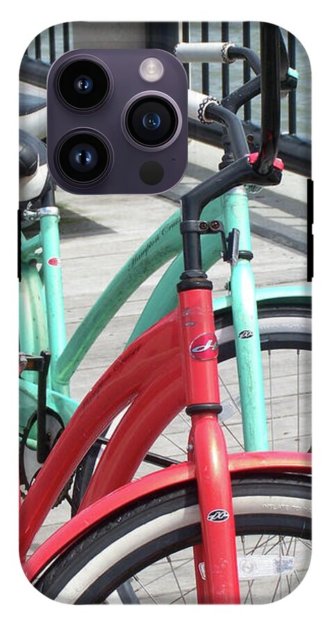 Colorful Bicycles on a Boardwalk - Phone Case