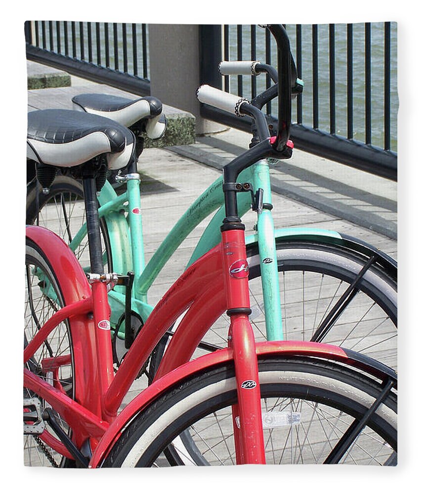 Colorful Bicycles on a Boardwalk - Blanket