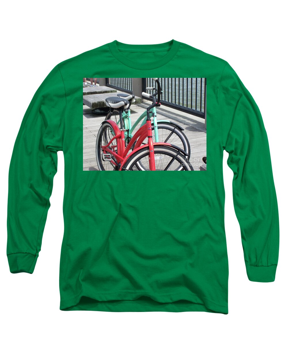 Colorful Bicycles on a Boardwalk - Long Sleeve T-Shirt