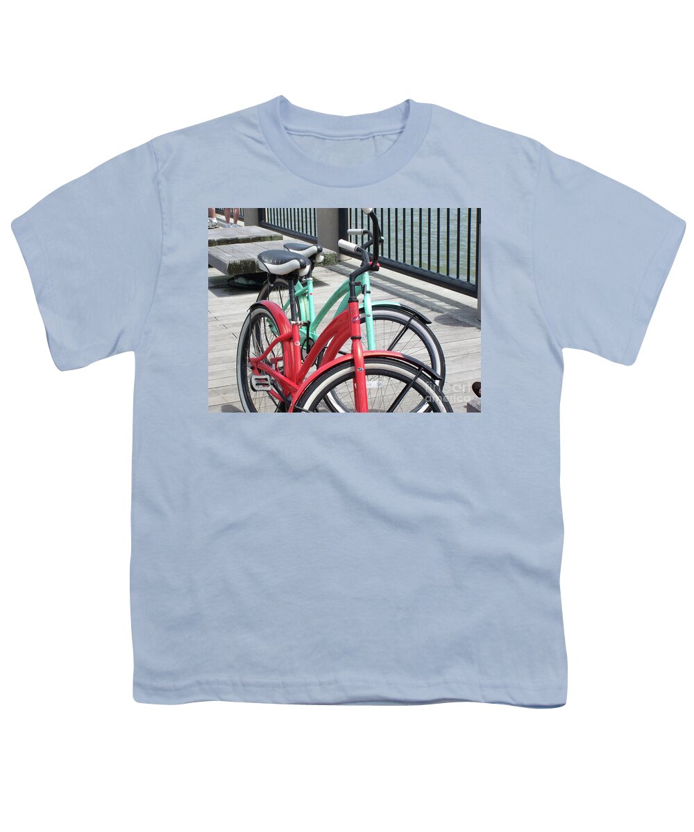 Colorful Bicycles on a Boardwalk - Youth T-Shirt