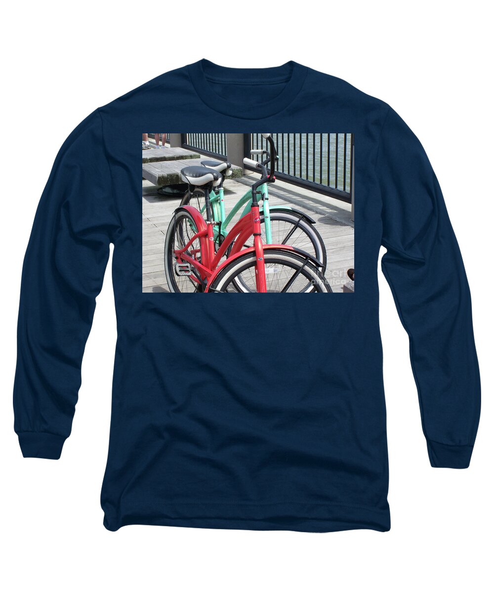 Colorful Bicycles on a Boardwalk - Long Sleeve T-Shirt