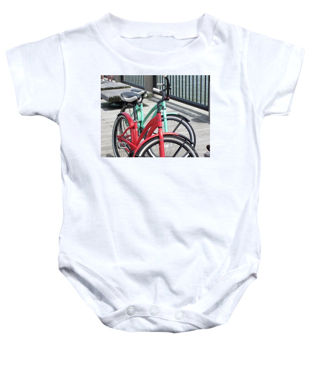 Colorful Bicycles on a Boardwalk - Baby One-Piece