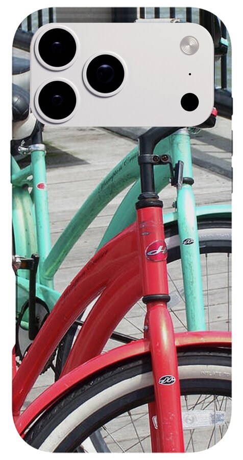 Colorful Bicycles on a Boardwalk - Phone Case