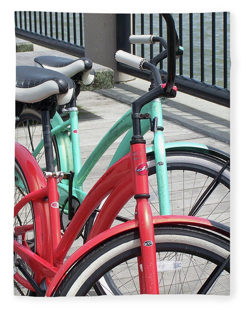 Colorful Bicycles on a Boardwalk - Blanket