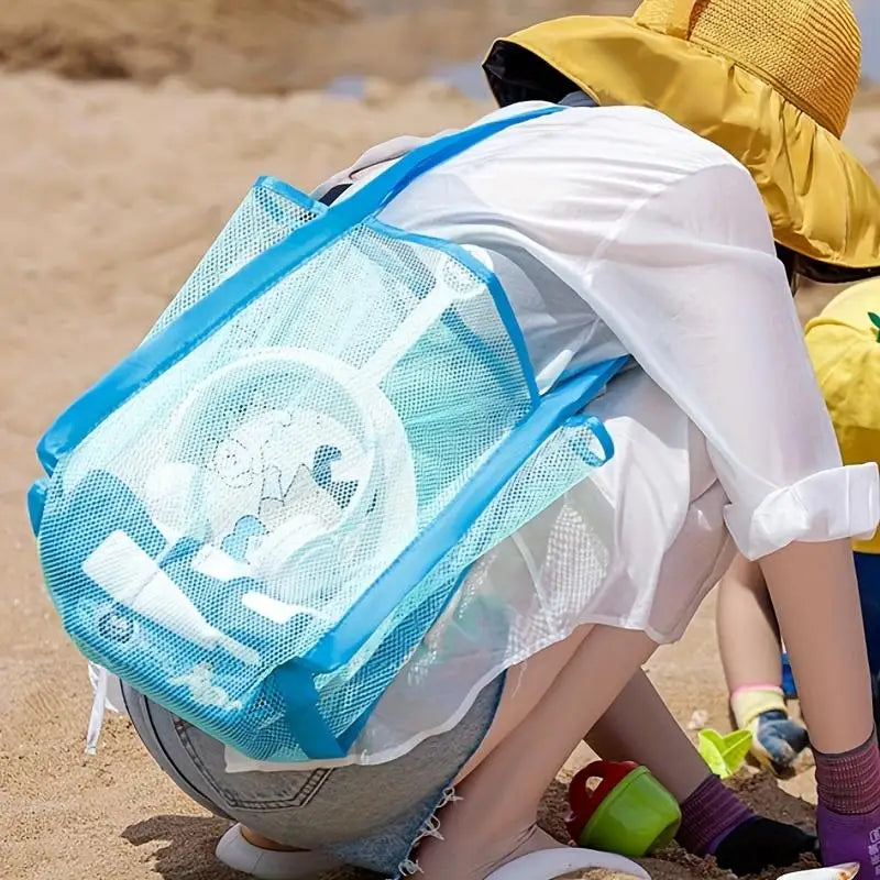 Multicolor Swimming Large Mesh Beach Bag, Sand-Away Portable Tote, Breathable Foldable Storage for Toys Outdoor Mesh Handbag