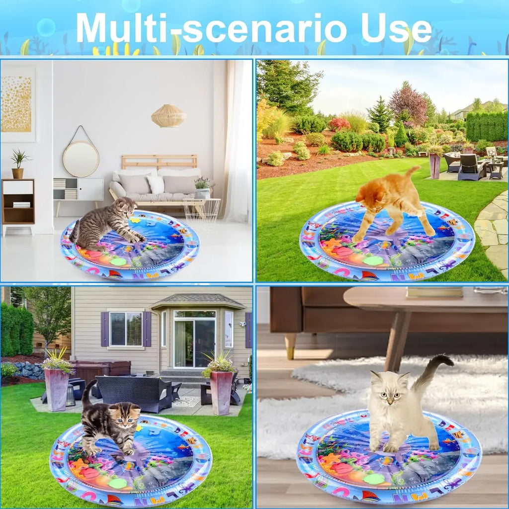 PVC Inflatable Water Play Mat Cooling Sensory Pad for Cats and Dogs Indoor Outdoor Pet Toy