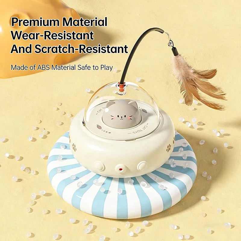 Smart Automatic Electric Cat Teaser Stick Toy with Interactive Self-Playing Car for Cats and Kittens Boredom Relief