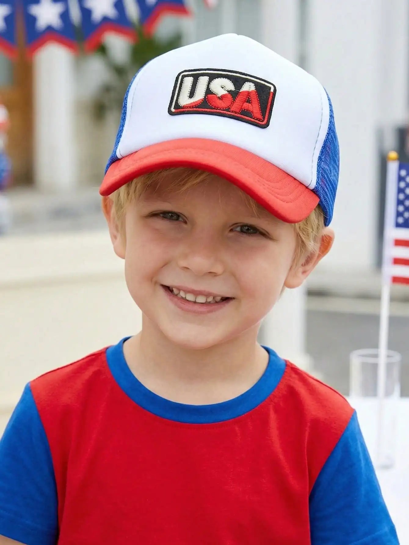 1Pc 3-8Y Boys Independence Day Spliced Baseball Cap Cute Summer Parade Sun Hat
