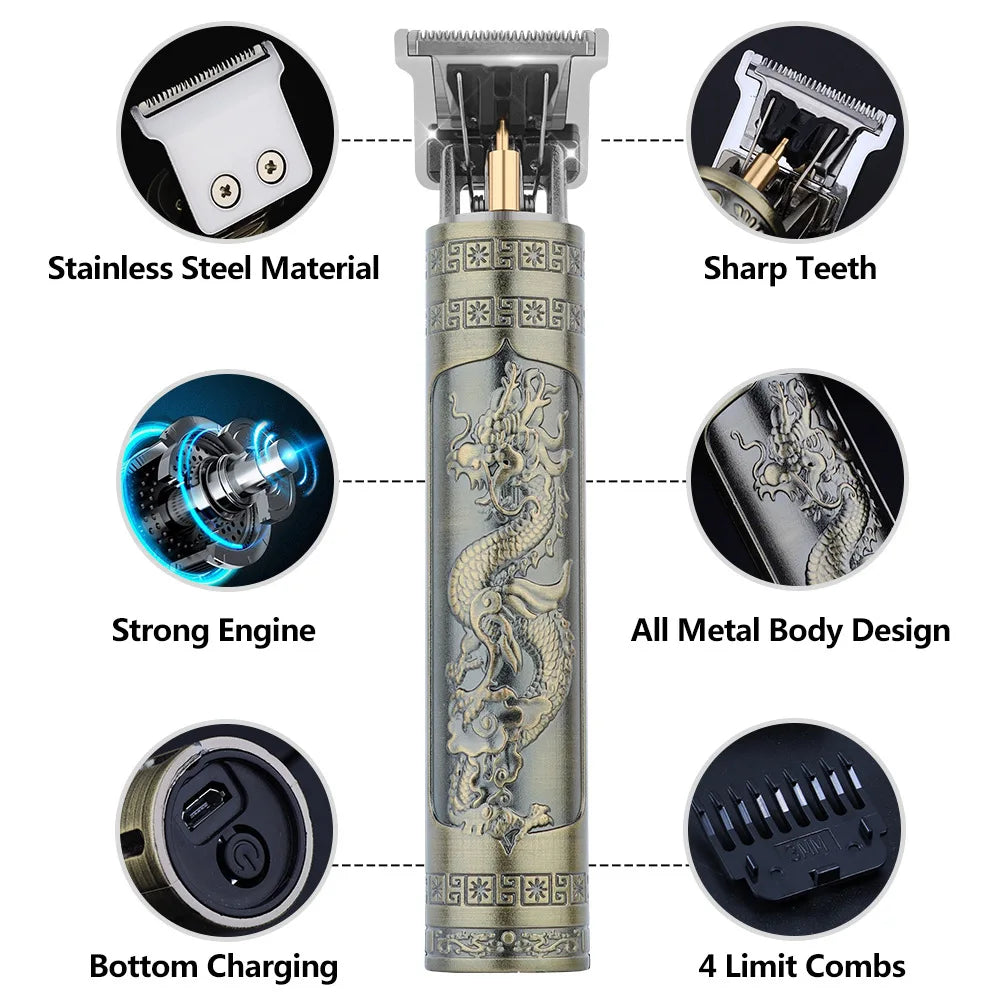 Retro T9 Original Men's Electric Haircutting Machine Set – Professional Trimmer & Shaver for Sensitive Areas, Pro Barber Tool