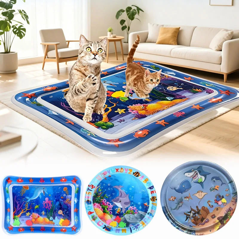 PVC Inflatable Water Play Mat Cooling Sensory Pad for Cats and Dogs Indoor Outdoor Pet Toy