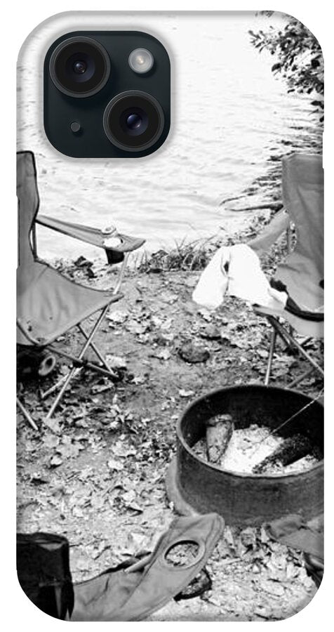 Empty Camp Chairs by the Lake - Phone Case