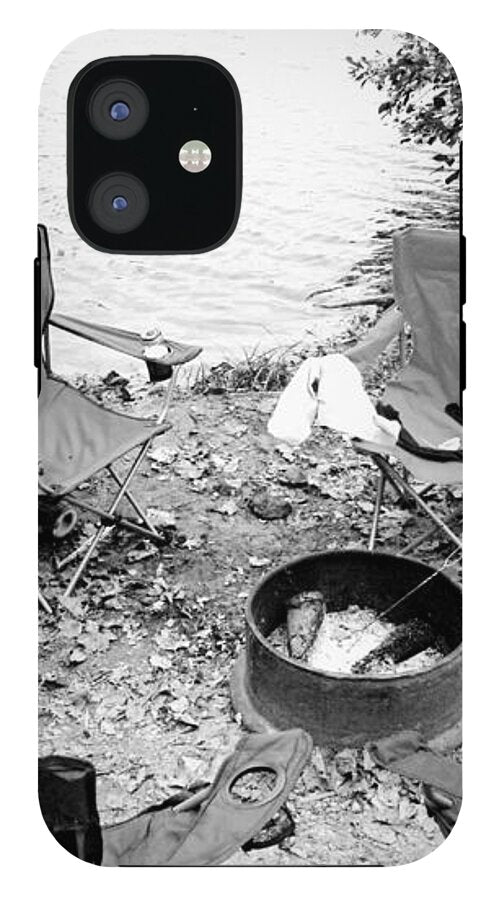 Empty Camp Chairs by the Lake - Phone Case
