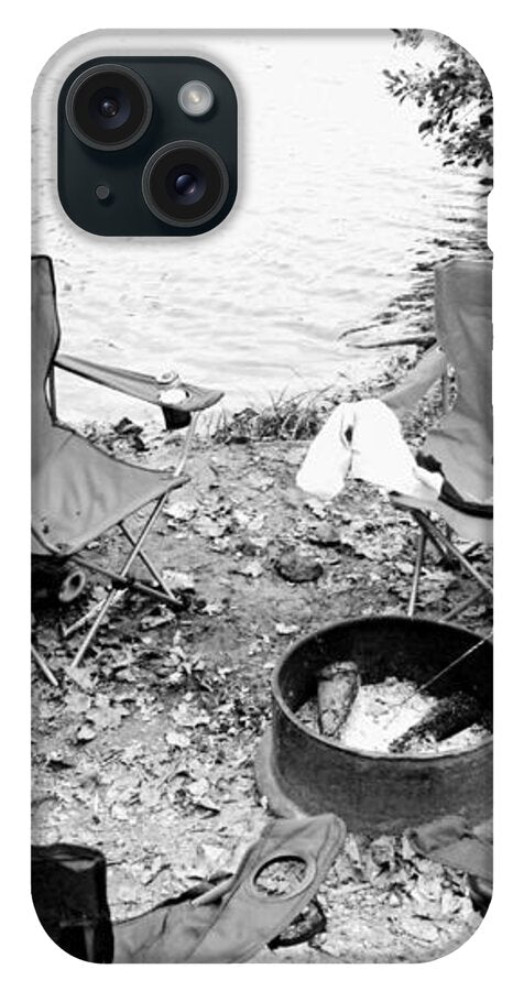 Empty Camp Chairs by the Lake - Phone Case