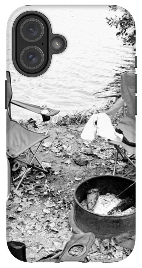 Empty Camp Chairs by the Lake - Phone Case