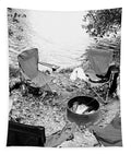 Empty Camp Chairs by the Lake - Tapestry