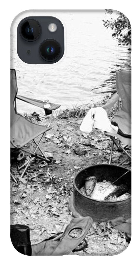Empty Camp Chairs by the Lake - Phone Case