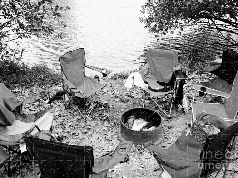 Empty Camp Chairs by the Lake - Puzzle