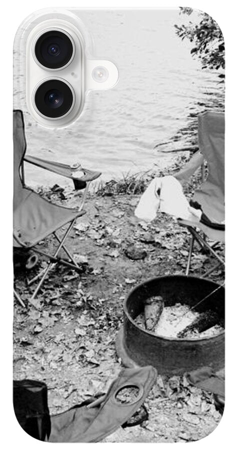 Empty Camp Chairs by the Lake - Phone Case