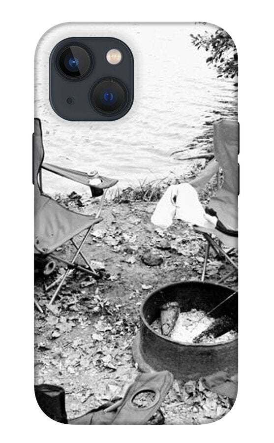 Empty Camp Chairs by the Lake - Phone Case