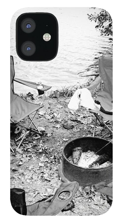 Empty Camp Chairs by the Lake - Phone Case